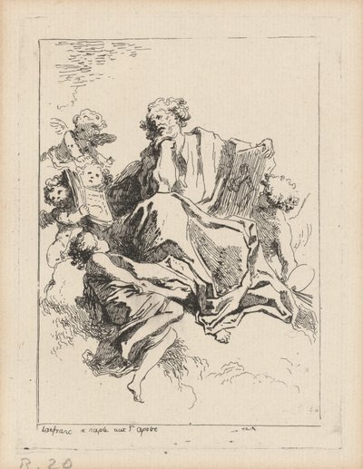 Sint Lucas door Jean Honoré Fragonard after Giovanni Lanfranco