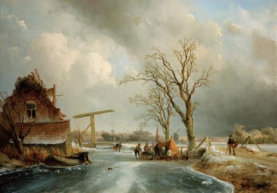 Winter in Holland door Johan Barthold Jongkind