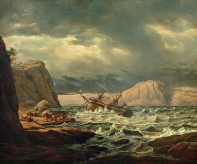 Schipbreuk aan de Noorse kust door Johan Christian Dahl