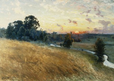 Een Uitgestrekt Landschap bij Zonsondergang, 1902 door Johan Ericson