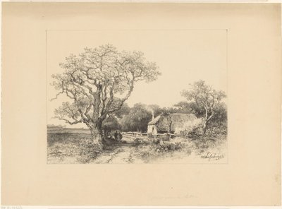 Landschap met boerderij door Johan Hendrik Weissenbruch