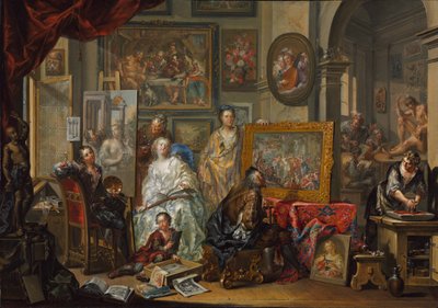 Het atelier van de schilder door Johann Georg Platzer