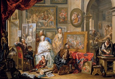 Atelier van de schilder door Johann Georg Platzer