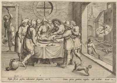 Voorbereiding voor het Pascha door Johann Sadeler I