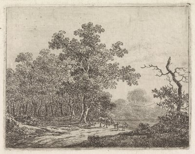 Landschap met eik en vee door Johannes Christiaan Janson