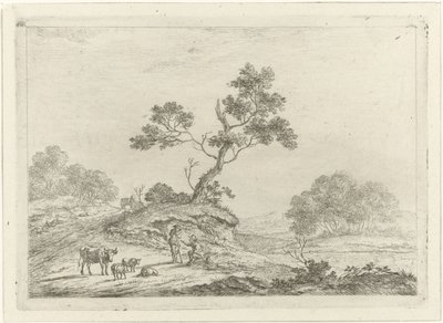 Landschap met herders in gesprek door Johannes Janson