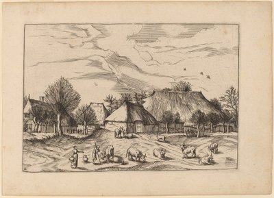 Boerderijen door Johannes and Lucas van Doetechum after Master of the Small Landscapes