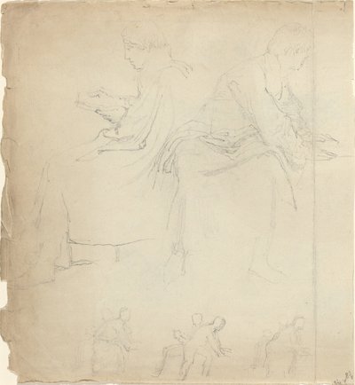 Blad met studies [recto en verso] door John Flaxman