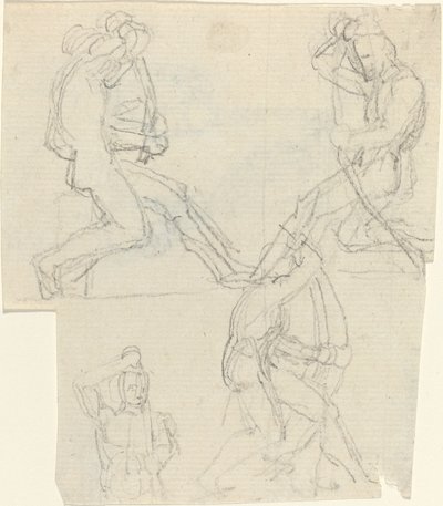 Blad met studies [recto en verso] door John Flaxman