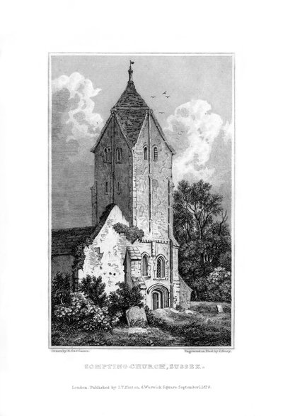 Sompting Kerk, Sussex, 1829 door John Shury