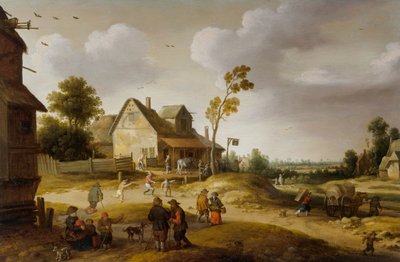 Dorpsscène door Joost Cornelisz. Droochsloot