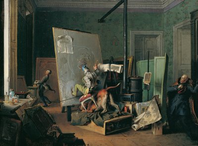 Komische scène in het atelier door Josef Danhauser