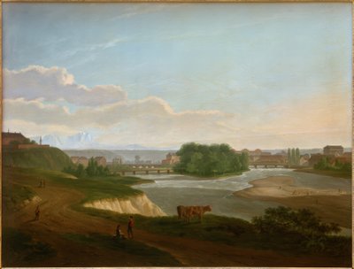 Uitzicht op München met de Isar door Joseph Carl Cogels