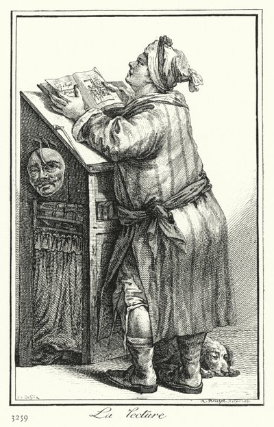 Lezen (gravure) door Joseph Franz von (after) Goez