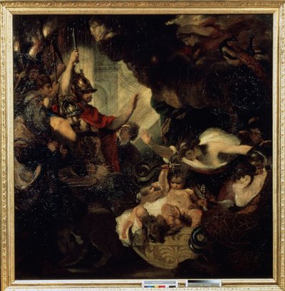 De jonge Hercules die de slangen wurgt door Joshua Reynolds