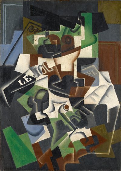 Fruitschaal, Pijp en Krant door Juan Gris