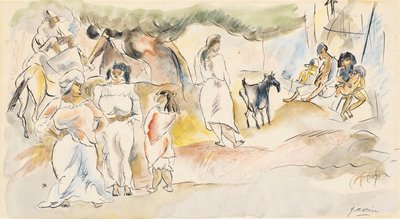 Zuidelijke figuren en geit door Jules Pascin