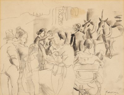 Straatscène, New York door Jules Pascin