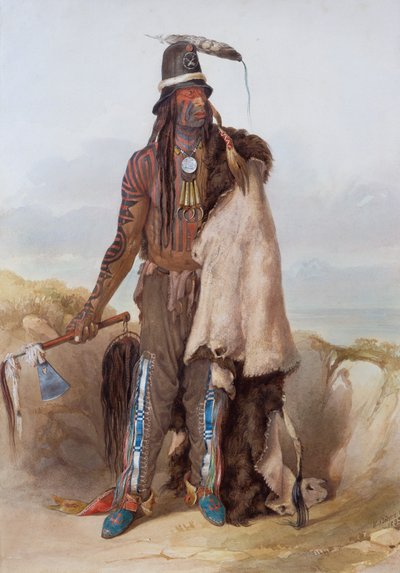 Abdih-Hiddisch, een Minatarre Hoofdman door Karl Bodmer