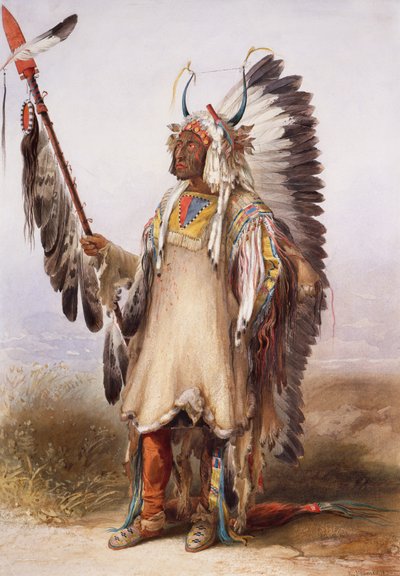 Mató-Tópe, Mandan hoofdman door Karl Bodmer