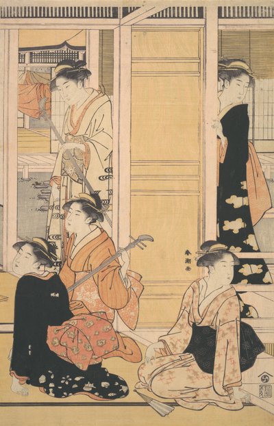 Interieurzicht, ca. 1788 door Katsukawa Shuncho