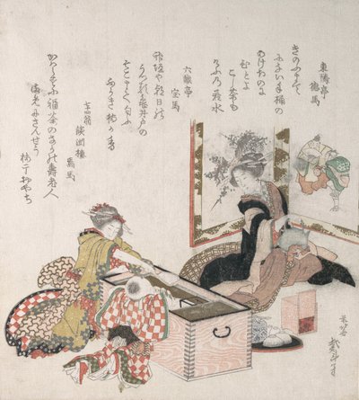 Vrouwen die Thee Bereiden Rond de Vuurhouder, 1816 door Katsushika Hokusai