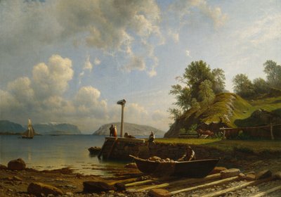 Kustlandschap met huizen door Knud Andreassen Baade