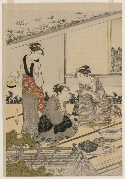 Vrouwen in een Theehuis, late jaren 1780 door Kubo Shunman