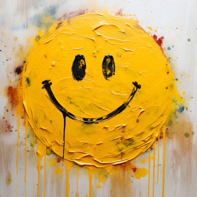 geel smiley-gezicht in impasto geschilderd 4 door Kurt Heppke