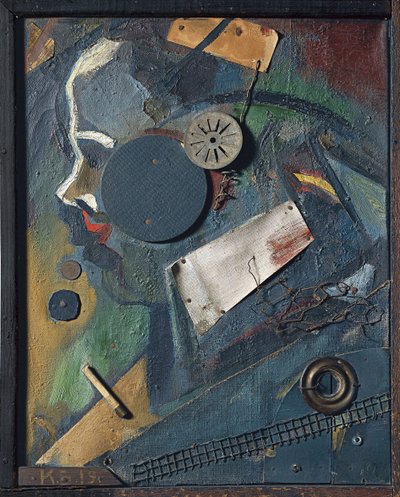 Merzbild 1A De Psychiater, 1919 door Kurt Schwitters