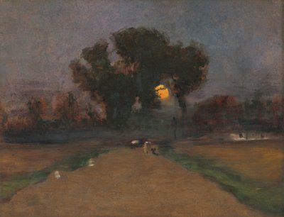 Landschap met ondergaande zon, 1890-1900 door Laszlo Mednyanszky