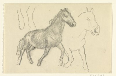 Twee lopende paarden door Leo Gestel