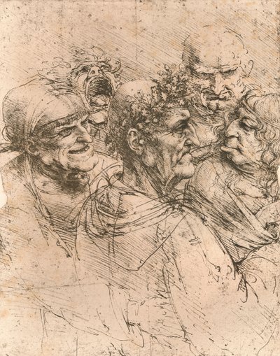 Tekening van karikaturen, ca. 1472-1519, 1883 door Leonardo da Vinci