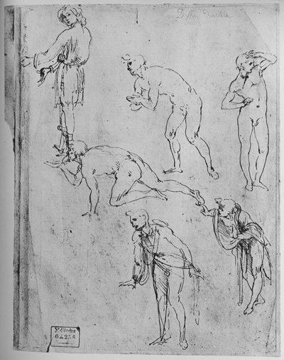 Zes studies van figuren, 1481-1483 door Leonardo da Vinci