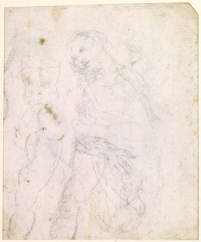 Studie van een Madonna [verso] door Leonardo da Vinci