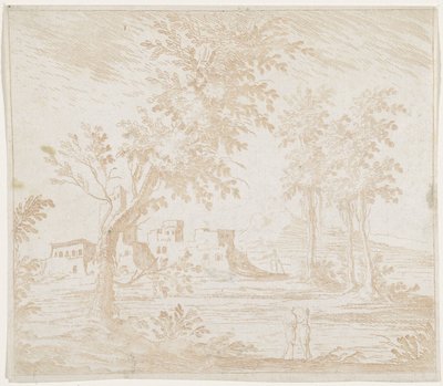 Landschap met ruïne door Lodovico Mattioli (attributed to)