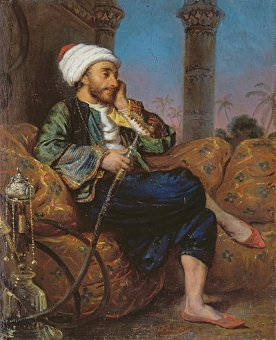 Een Egyptische Man die een Waterpijp Rookt door Louis Leopold Boilly