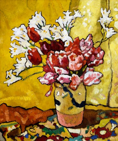 Vaas, Tulpen en Witte Bloemen door Louis Valtat