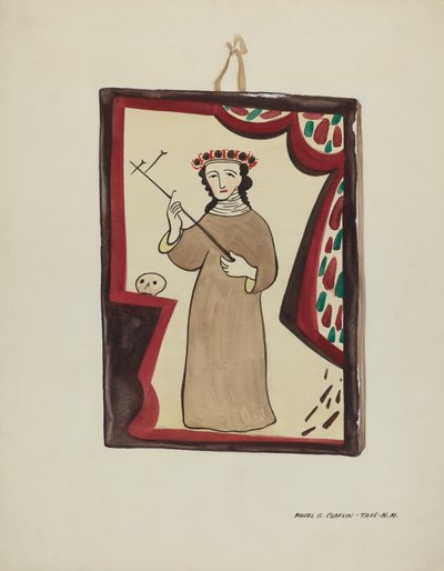 Retablo-Santa Rita, c. 1937 door Majel G. Claflin