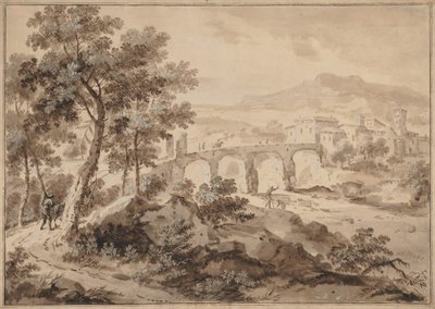 Landschap met Brug, 1700-1729 door Marco Ricci