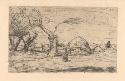 Oosters landschap met bebouwing door Marius Bauer