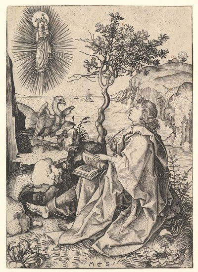 Sint Jan op Patmos door Martin Schongauer