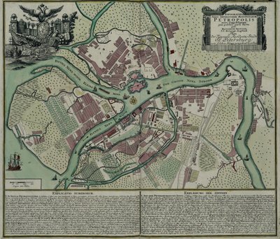 Kaart van Petersburg, 1744 door Matthaeus Seutter