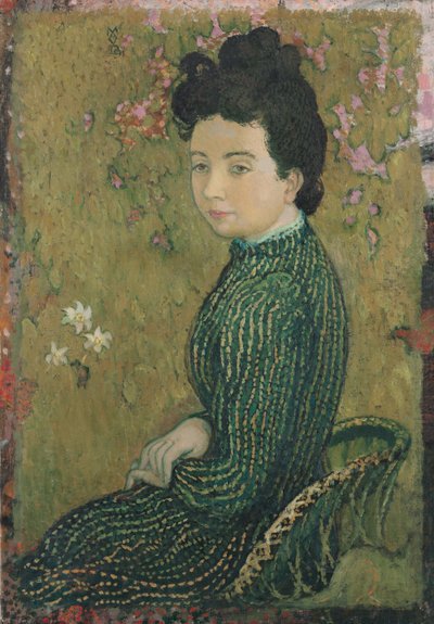 Eva Meurier in een groene jurk, 1891 door Maurice Denis