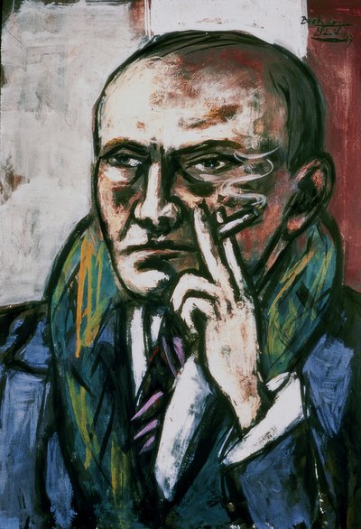 Zelfportret met sigaret door Max Beckmann