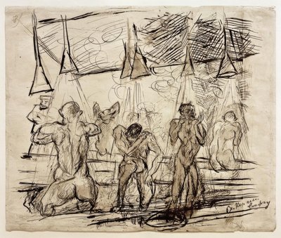 Soldatenbad – douchende soldaten door Max Beckmann