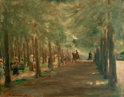 Laan in het Tiergarten met ruiters en wandelaars door Max Liebermann