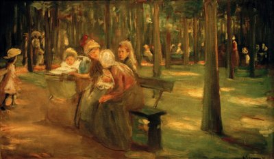 Kindermeisjes en kinderjuffen in het Tiergarten door Max Liebermann