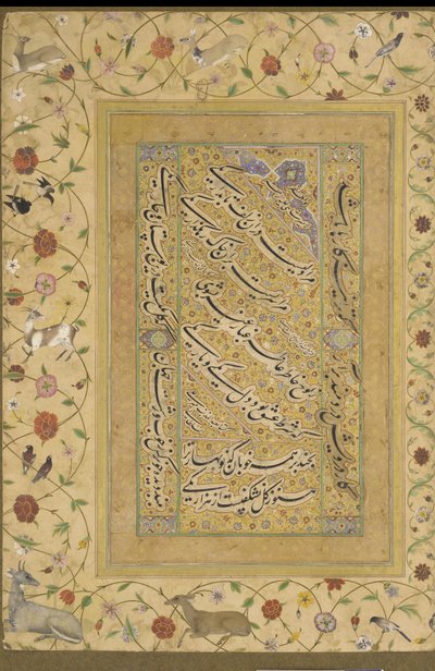 Calligrafie uit het Late Shahjahan Album door Mughal School