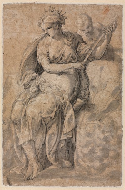 Allegorisch figuur (verso) door Niccolo dell